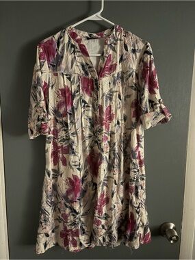 Cocomo Cream Tunic with Berry and Gray Floral Accents